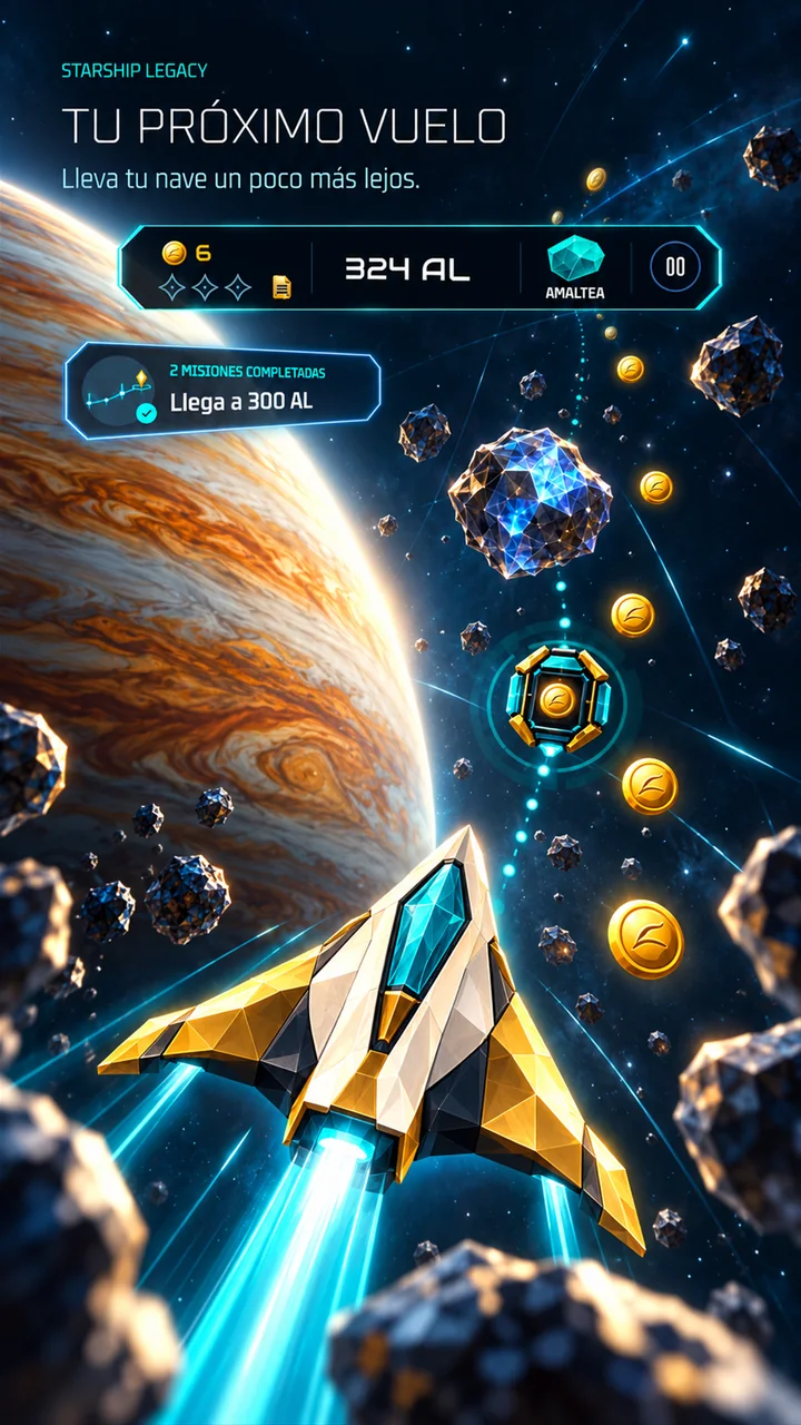 Imagen promocional de Starship Legacy: vuelo entre asteroides
