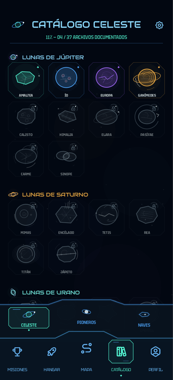 Catálogo celeste real de Vector Drift